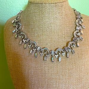 Silver Necklace with Stunning, Iridescent Aurora Borealis Crystal Accents